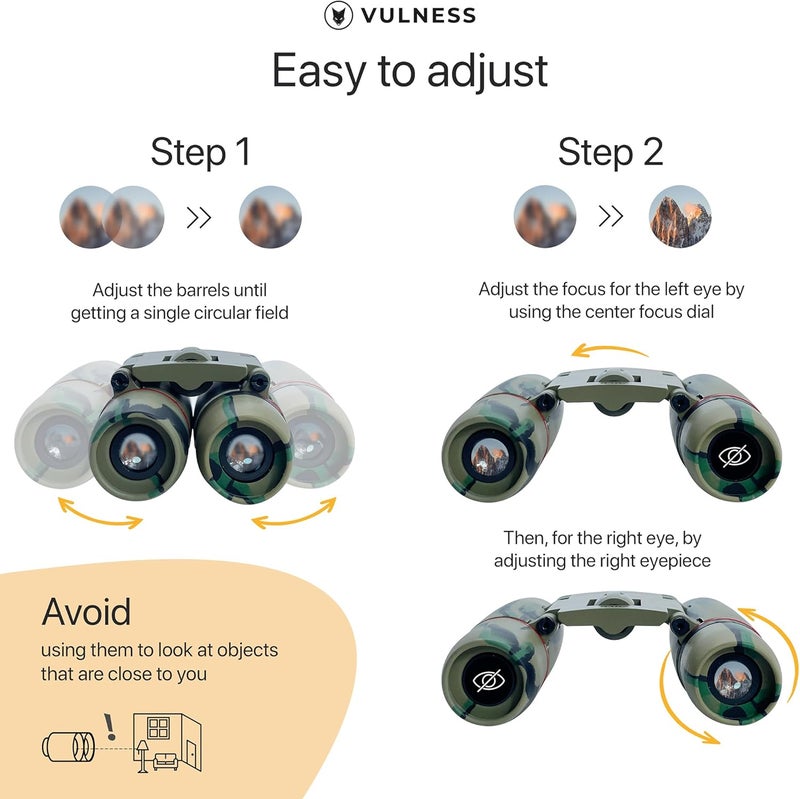 VULNESS Small Binoculars for Adults and Kids | Cruise Ship Essentials Camping Bird Watching Travel Hiking Accessories Alaska Costa Rica Must Haves Packing List High Powered Mini Compact (Camo, 8X21) - Image 4